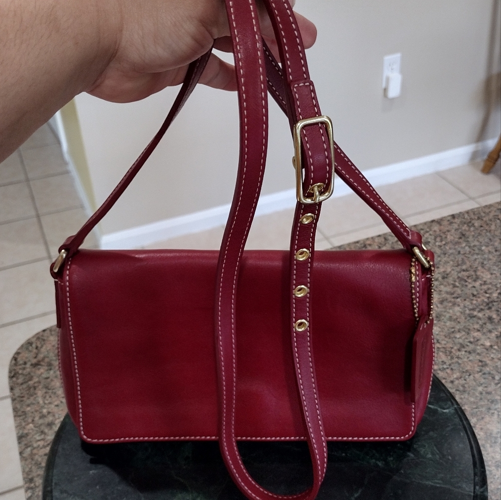 Coach Vintage Red Leather Flap Crossbody Bag